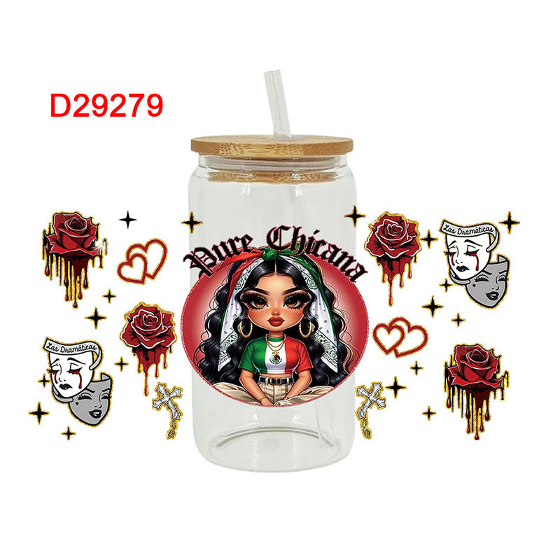 Wholesale Western style cute girl  16oz Cup UV DTF Wraps