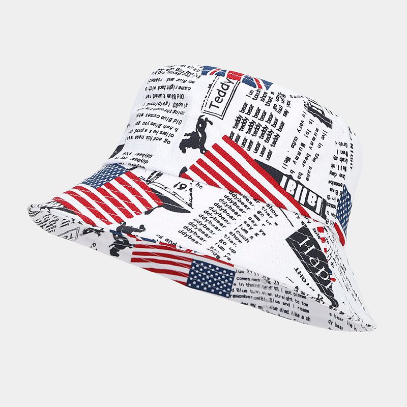 Sombrero de cubo de patrón de impresión de bandera de lona al por mayor