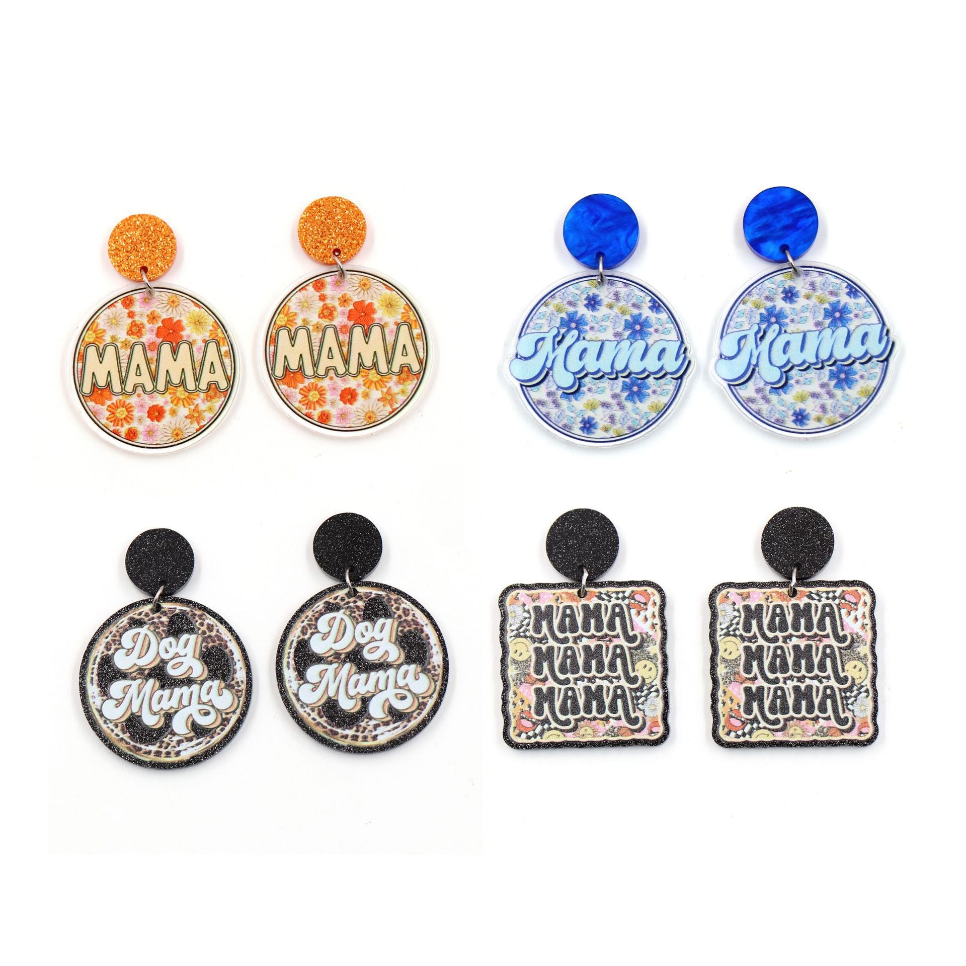 Wholesale Mother's Day Flower Mama Acrylic Earrings