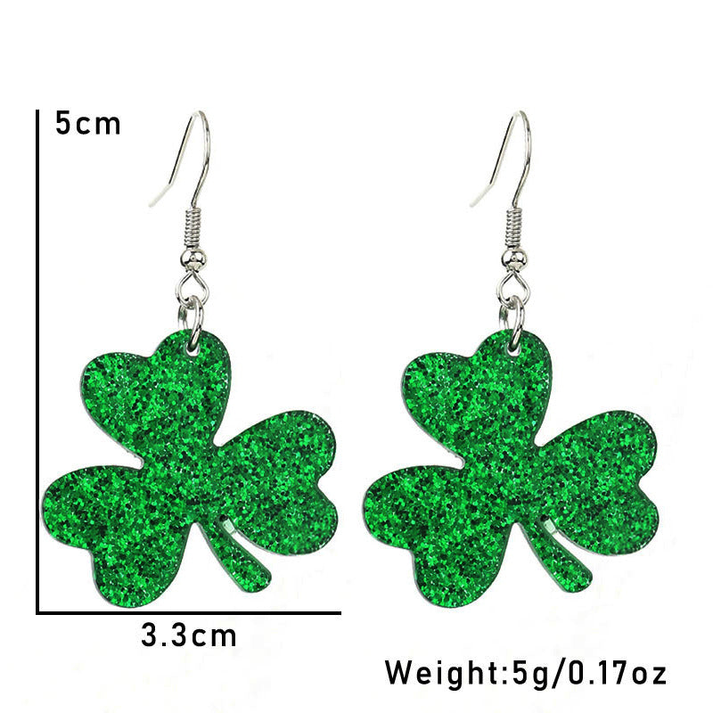Wholesale Green shamrock St.  Patrick' s Day Acrylic Earrings