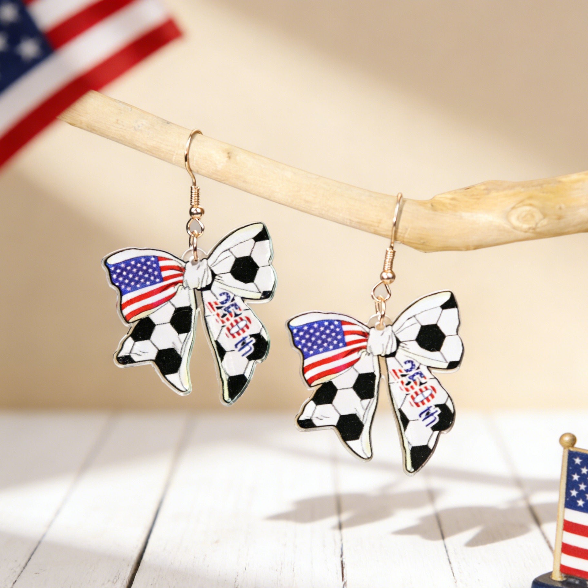 Wholesale Independence Day Anniversary Love Star Spangled Banner Acrylic Earrings