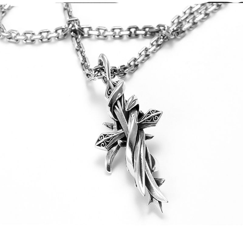 Wholesale Thorns and Rattan Twisted Cross Alloy Necklace