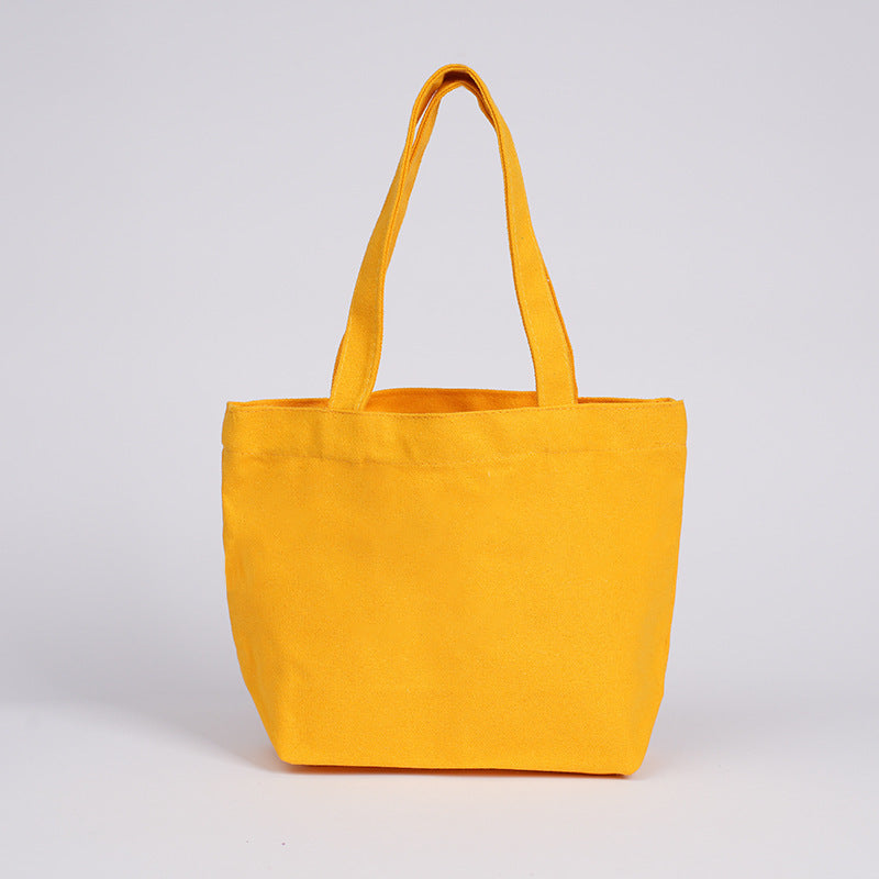 Wholesale 12 color cotton in stock canvas bag cute portable small cloth bag logo hand gift cotton bag