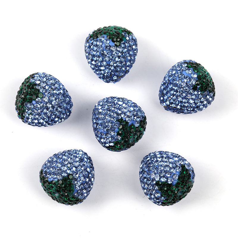 Wholesale 20pcs Strawberry Clay Rhinestone Ball Through Hole Bead