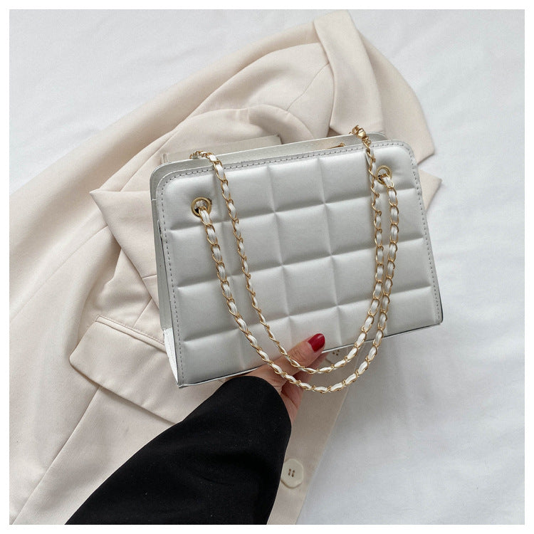 Wholesale PU Square Candy Color Retro Diagonal Cross Single Shoulder Chain Small Square Bag