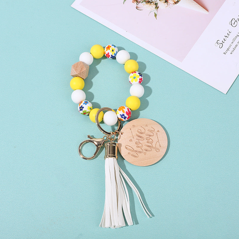 Wholesale Colorful Silicone Beaded Wrist Keychain