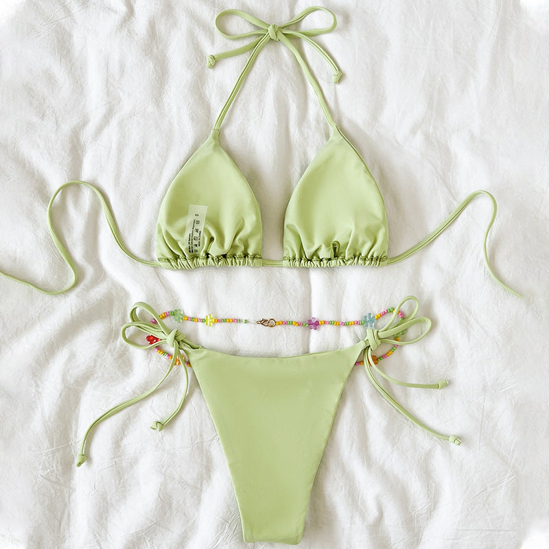 Wholesale Solid Color Sexy Split Bikini Swimsuit