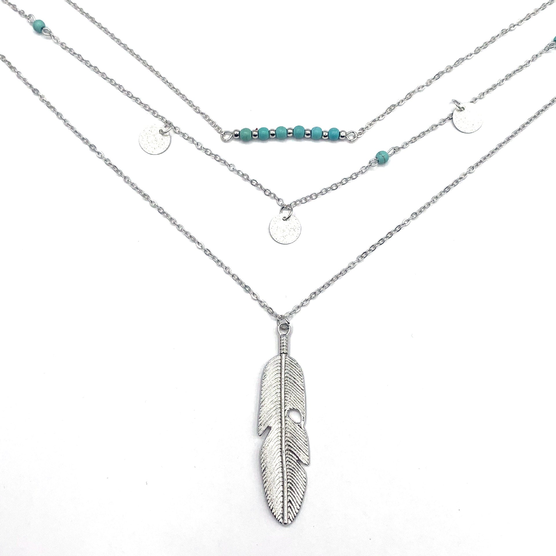 Wholesale Multi-layered Geometric Leaf Alloy Necklace