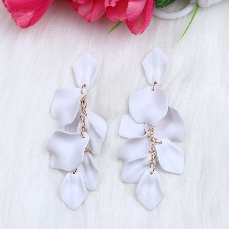 Wholesale Bohemian Style Fashion Personality Tassel Petal Candy Color Design Earrings
