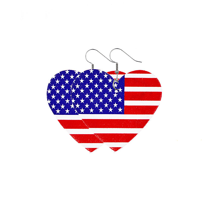 Wholesale American Independence Day Leather Earrings