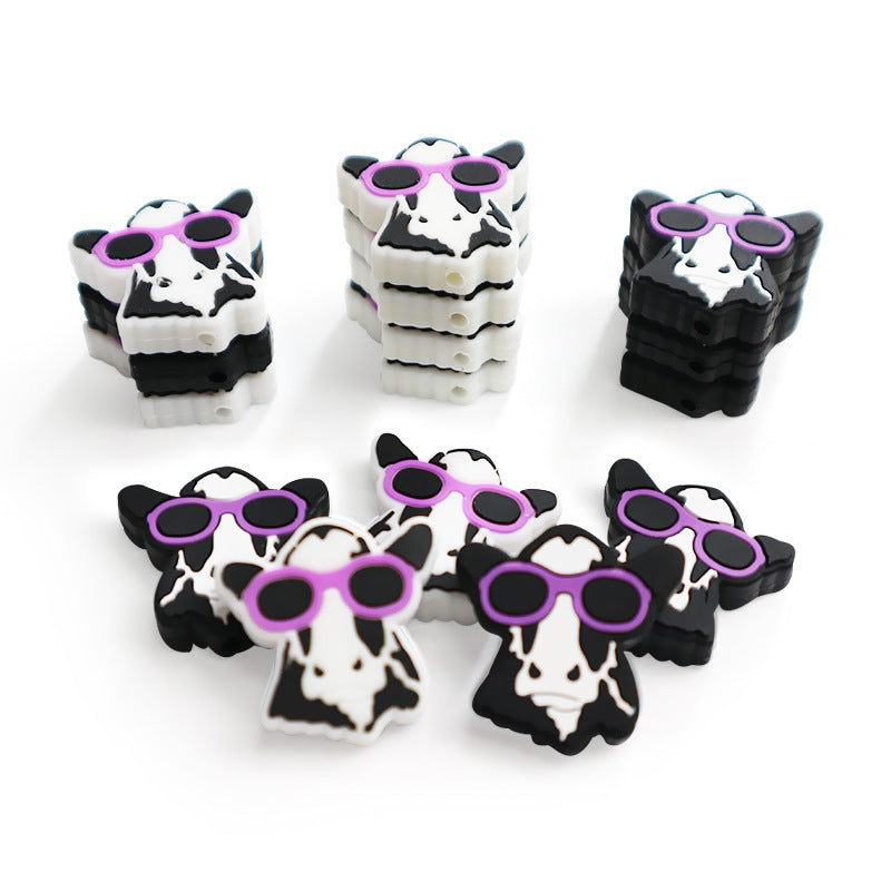 Wholesale 10pcs Silicone Cartoon Cow Loose Beads