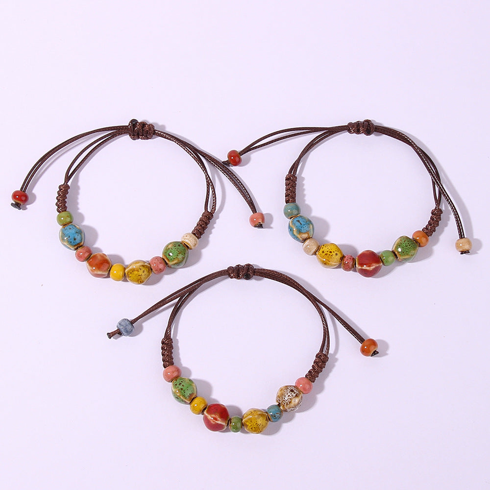 Wholesale Ethnic style colorful ceramic bead bracelet