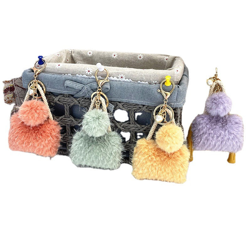 Wholesale Cute plush pearl mini bag shape keychain