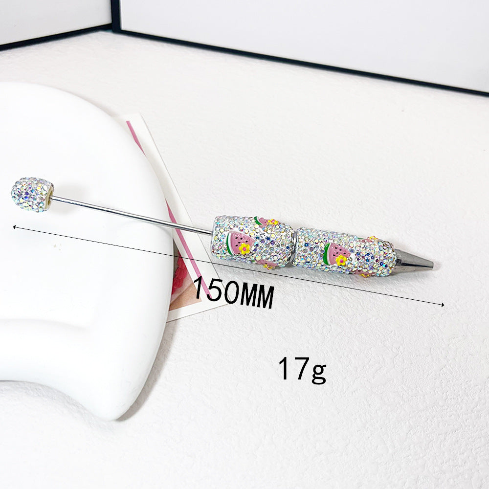 Wholesale  5pcs Fruit Cartoon Cute Full Diamond Fancy Beadable Pens