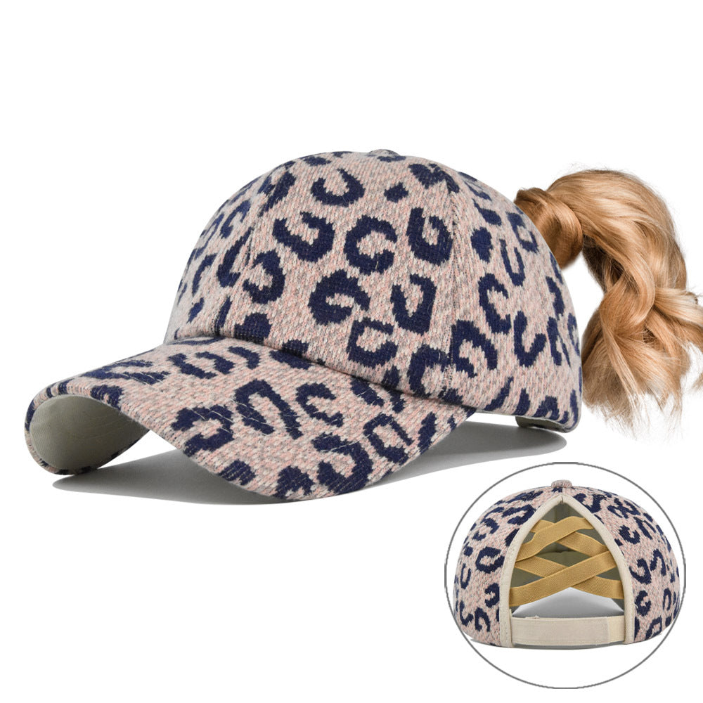 Sombrero de cola de caballo de leopardo de algodón al por mayor