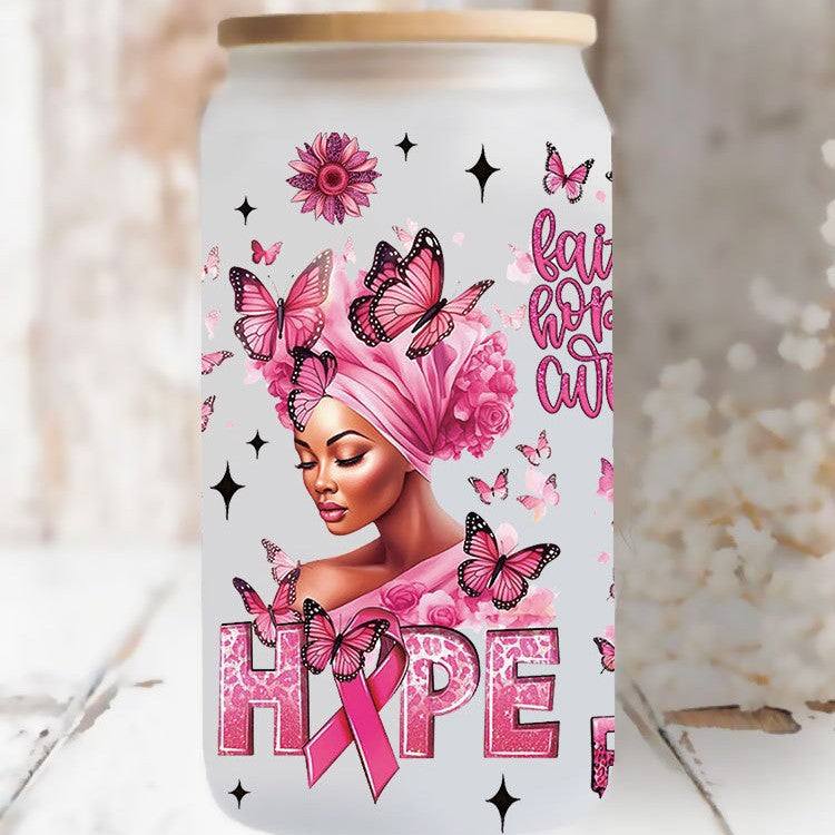 Wholesale Pink Love Rugby Letter 16oz Cup UV DTF Wraps