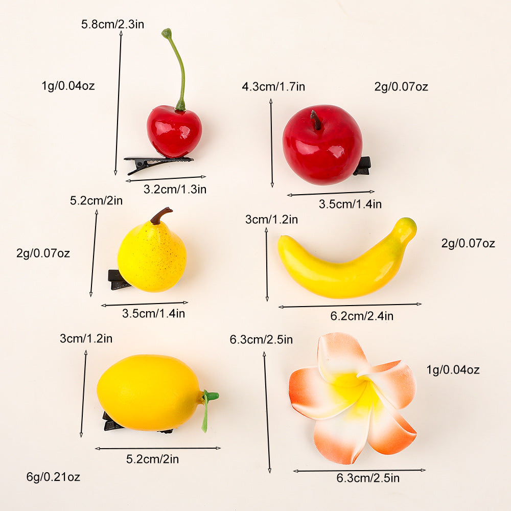 Resina al por mayor clips de cabello de fruta tridimensional