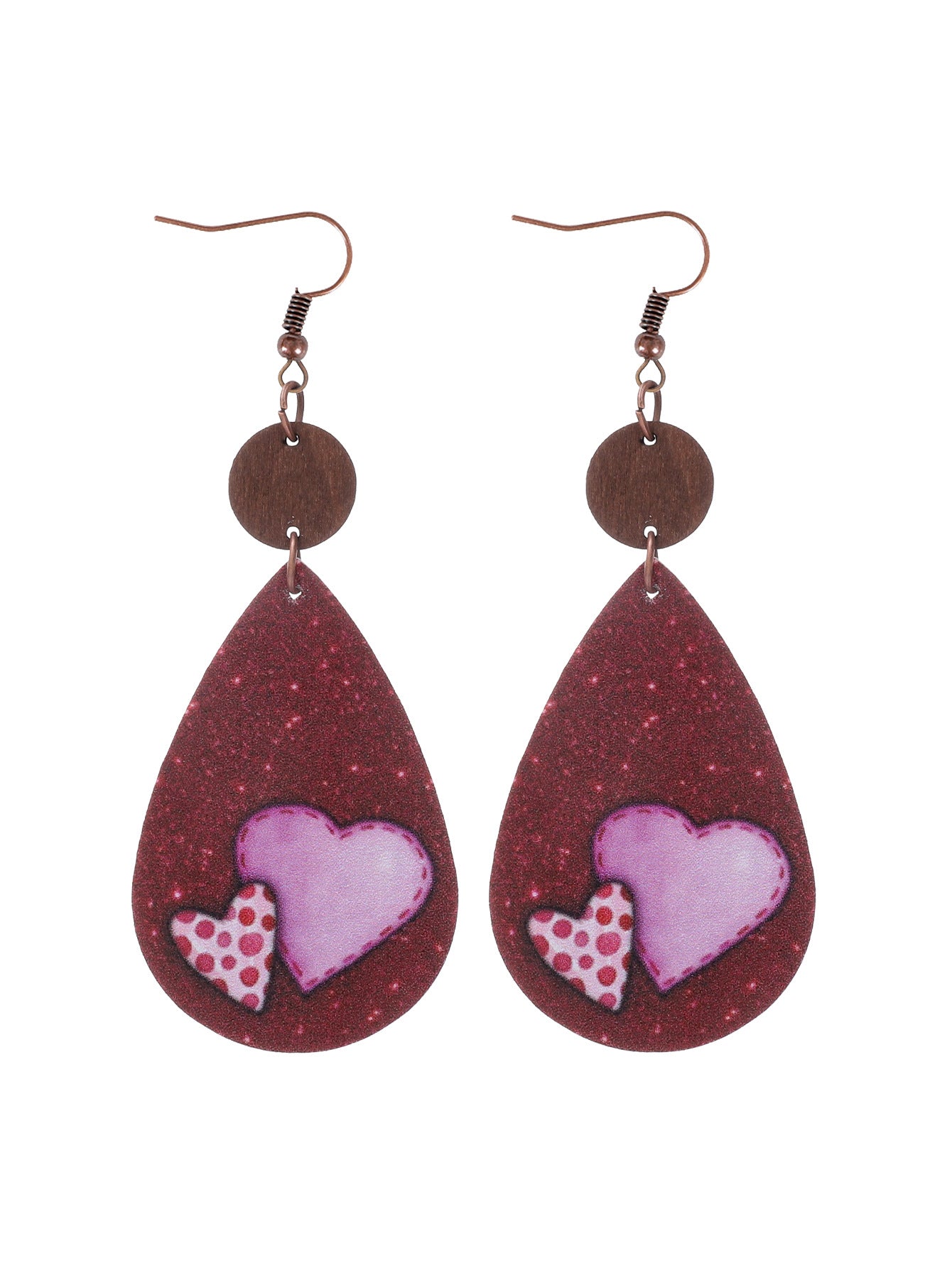 Wholesale Multiple Heart Pattern Valentine's Day Leopard Print Leather Earrings