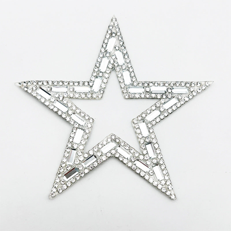 Wholesale 10pcs 8cm pentagram hot stamping diamond hollow embroidery DIY Patches