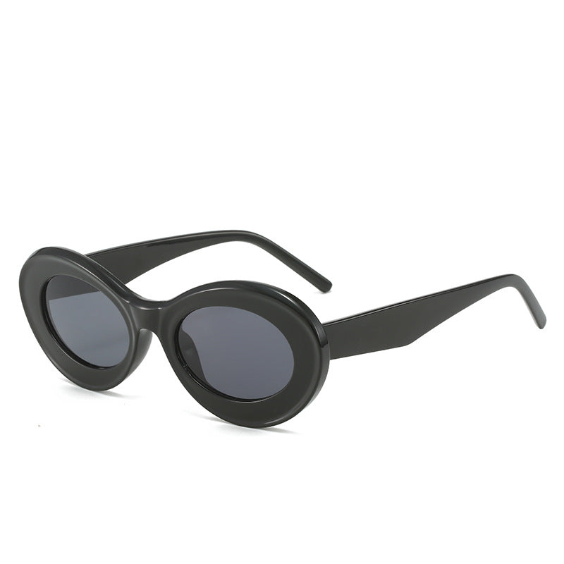 Wholesale Cat-eye Fashion Oval Versatile Maca Color Sunglasses