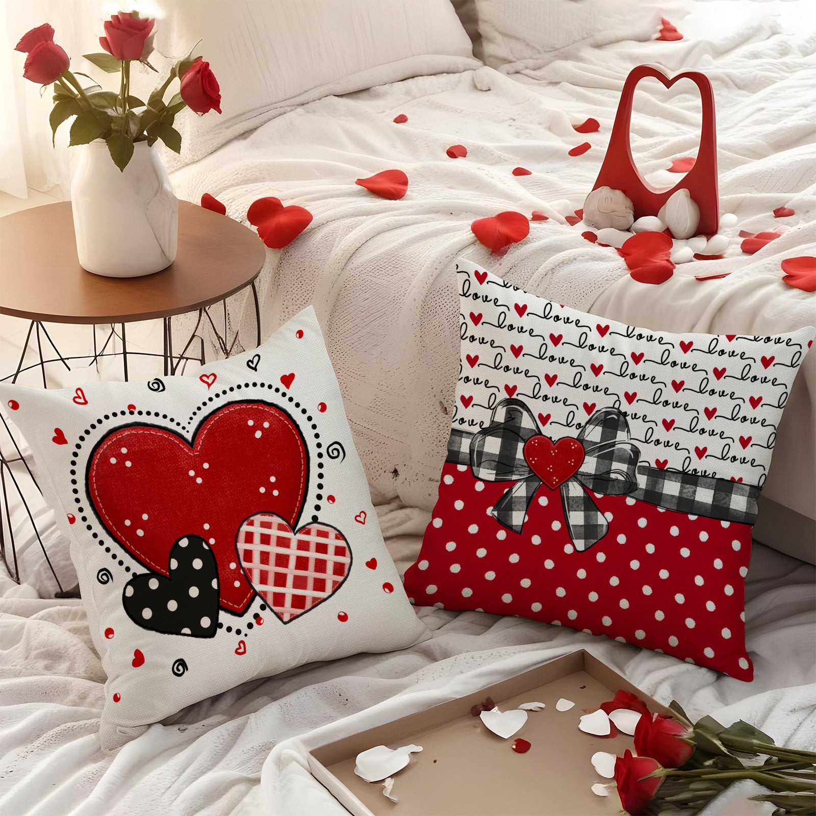 Wholesale Valentine' s Day Heart Case Love Letter Print  Waist Pillowcase