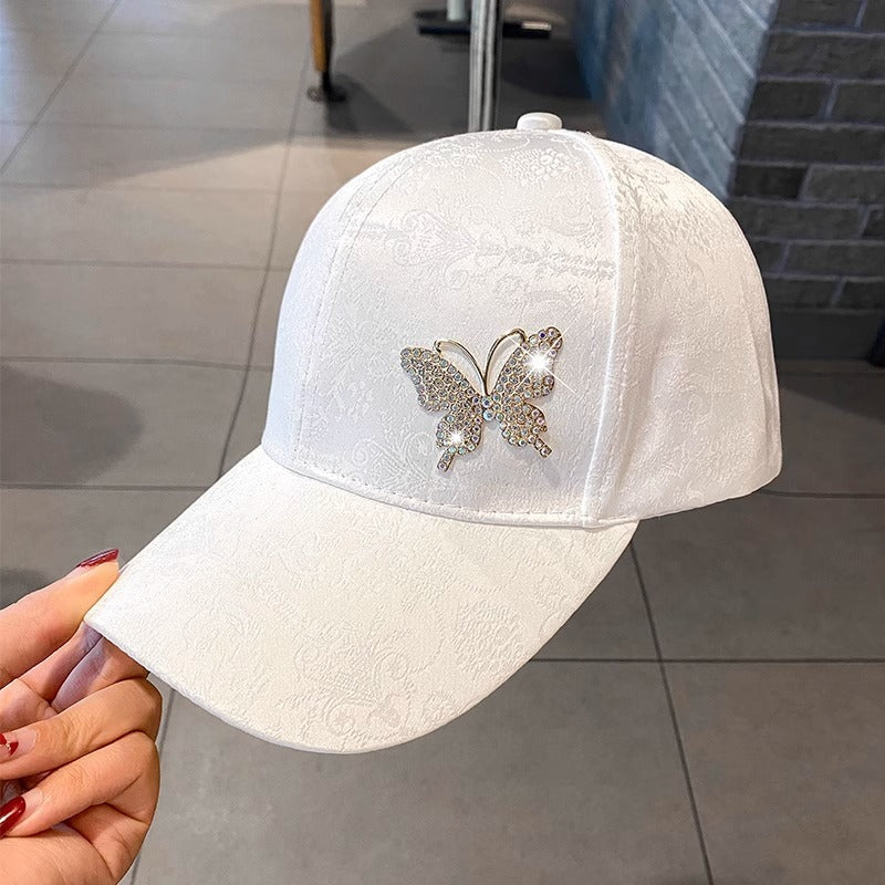 Wholesale Rhinestone lace pattern butterfly fashionable all-match sun protection baseball hat
