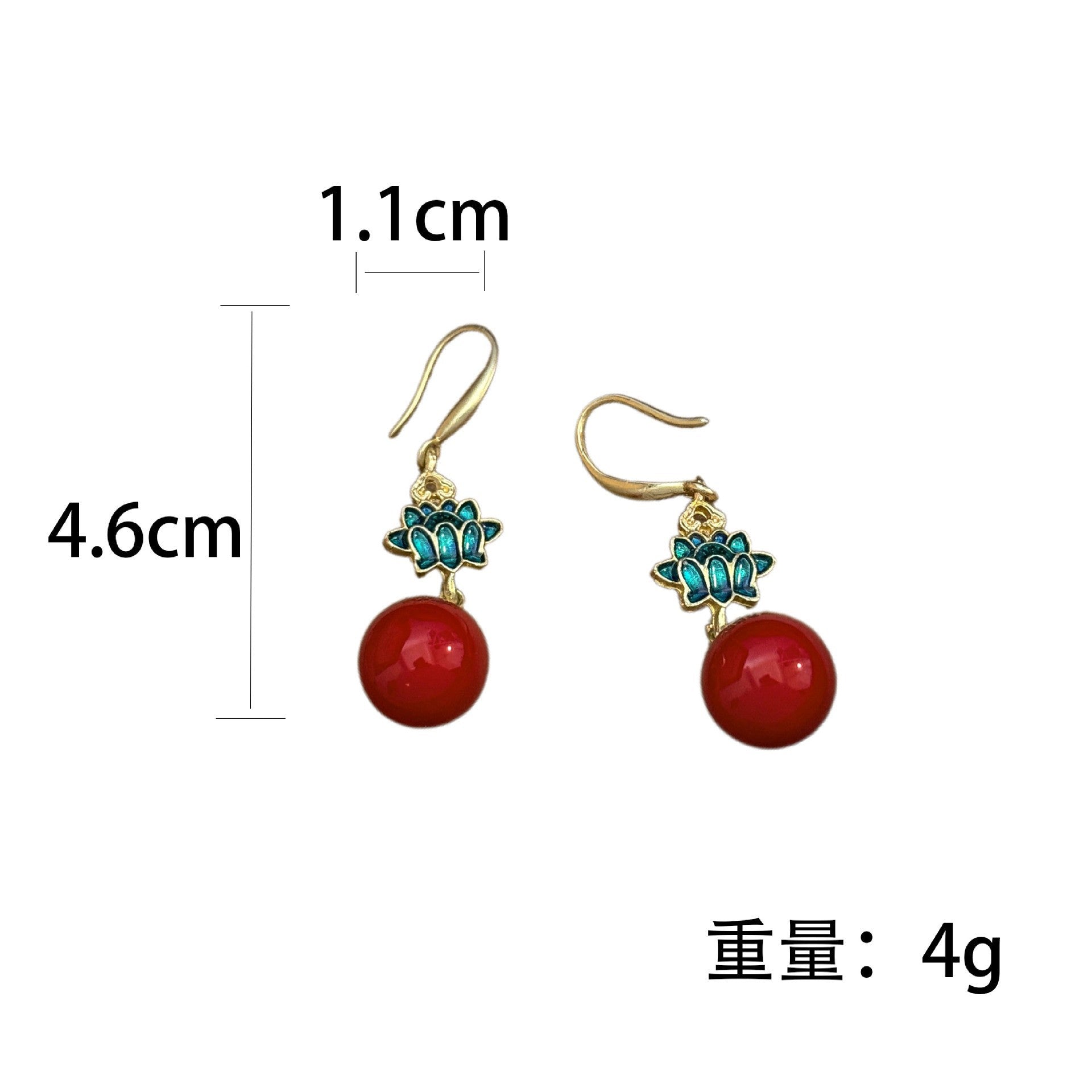 Wholesale New Chinese Style Red Heart Earrings Vintage Elegant Qipao Match Zinc Alloy Fashion Accessory