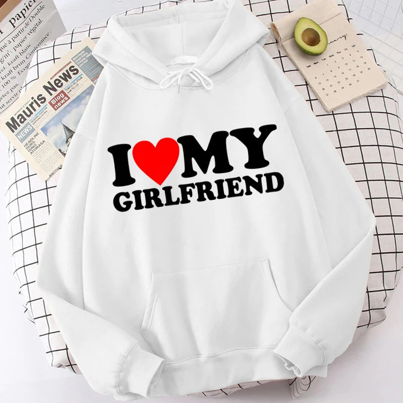 Wholesale Valentine's Day I Love My Boyfriend Girlfriend Print Hoodie