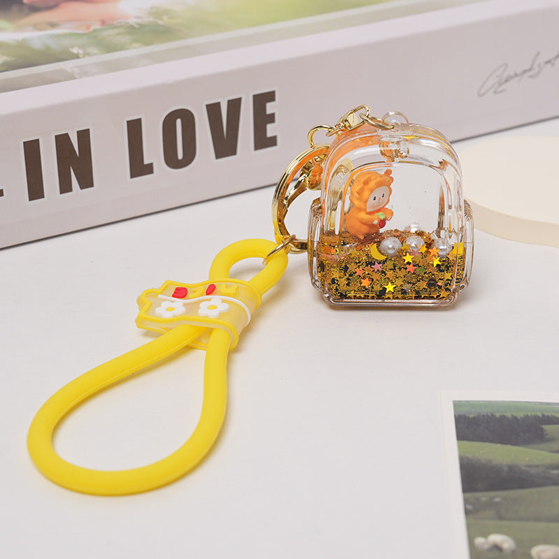 Wholesale Acrylic Cartoon Floating Bottle Into Oil Liquid Little Tiger Keychain