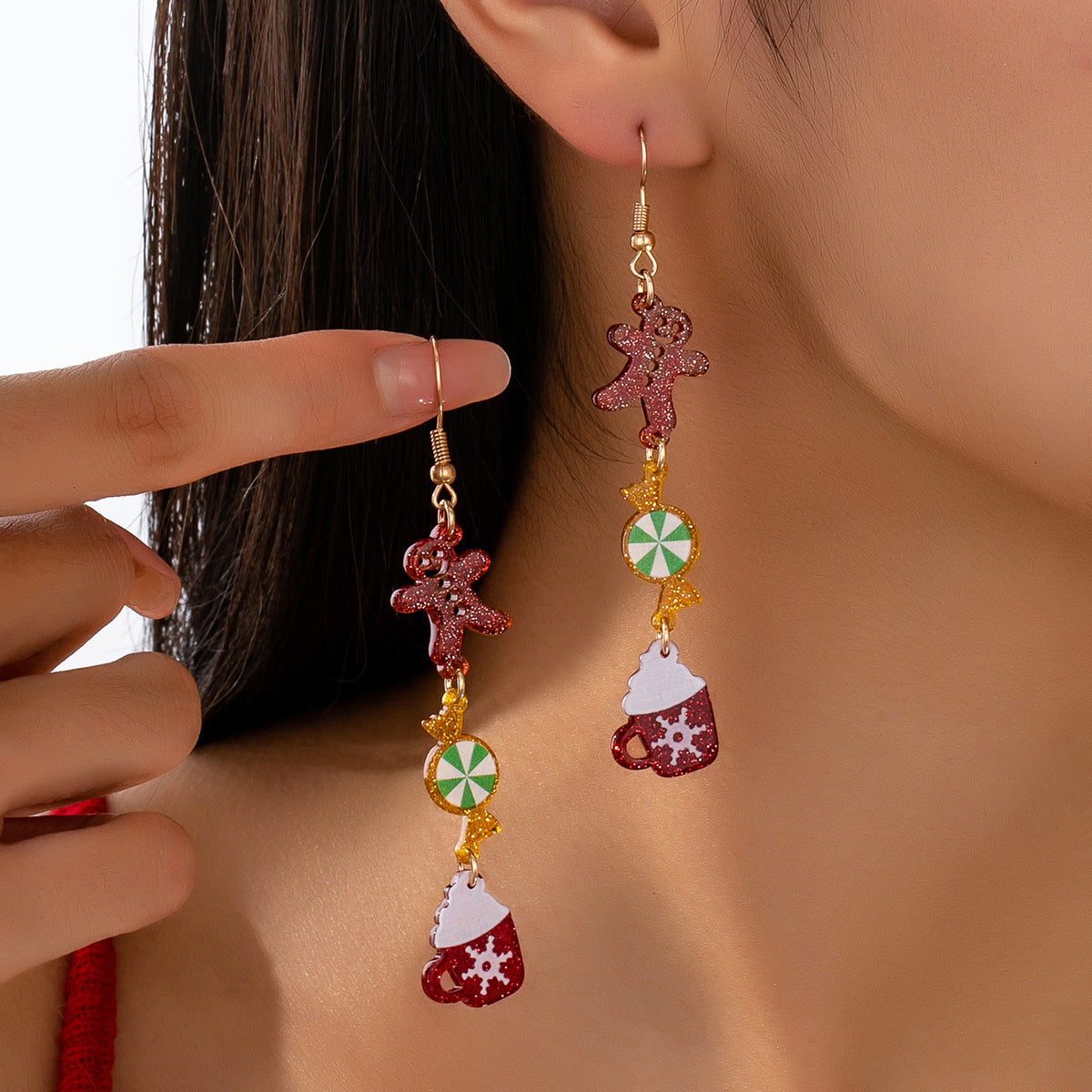 Wholesale Christmas tree gingerbread man  Acrylic Earrings