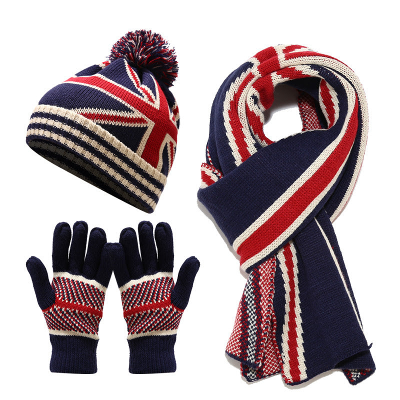Wholesale Five-pointed Star Hats, Scarves, Gloves, 3-piece Winter Outdoor Insulation Wool Hat Set