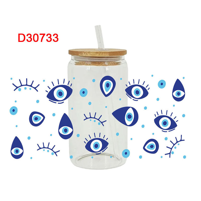 Wholesale Blue Devil's Eye Series 16oz Cup UV DTF Wraps