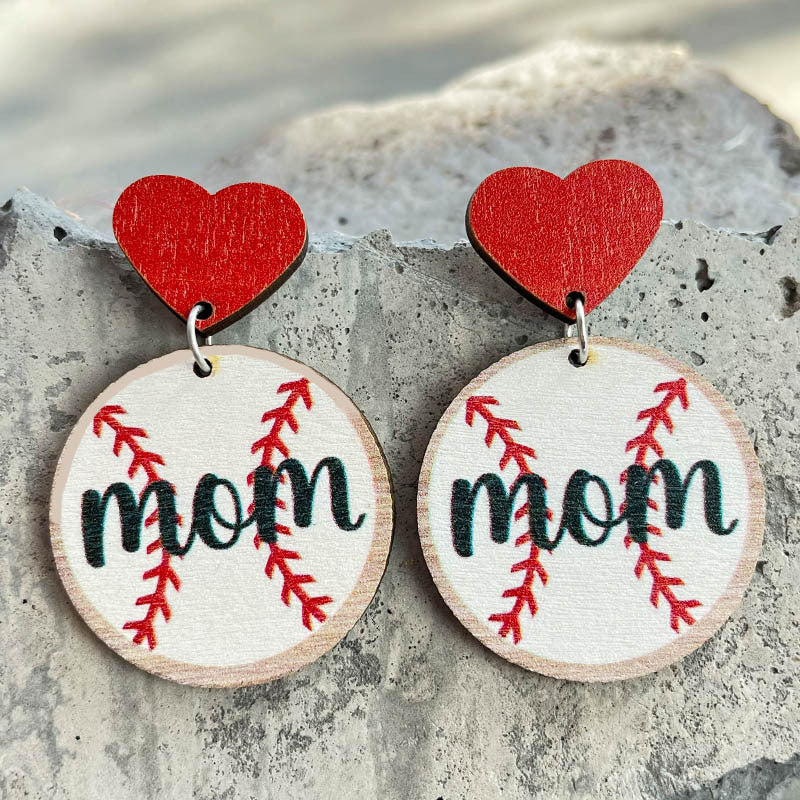 Wholesale Mother's Day Gift Baseball Football Love Earrings