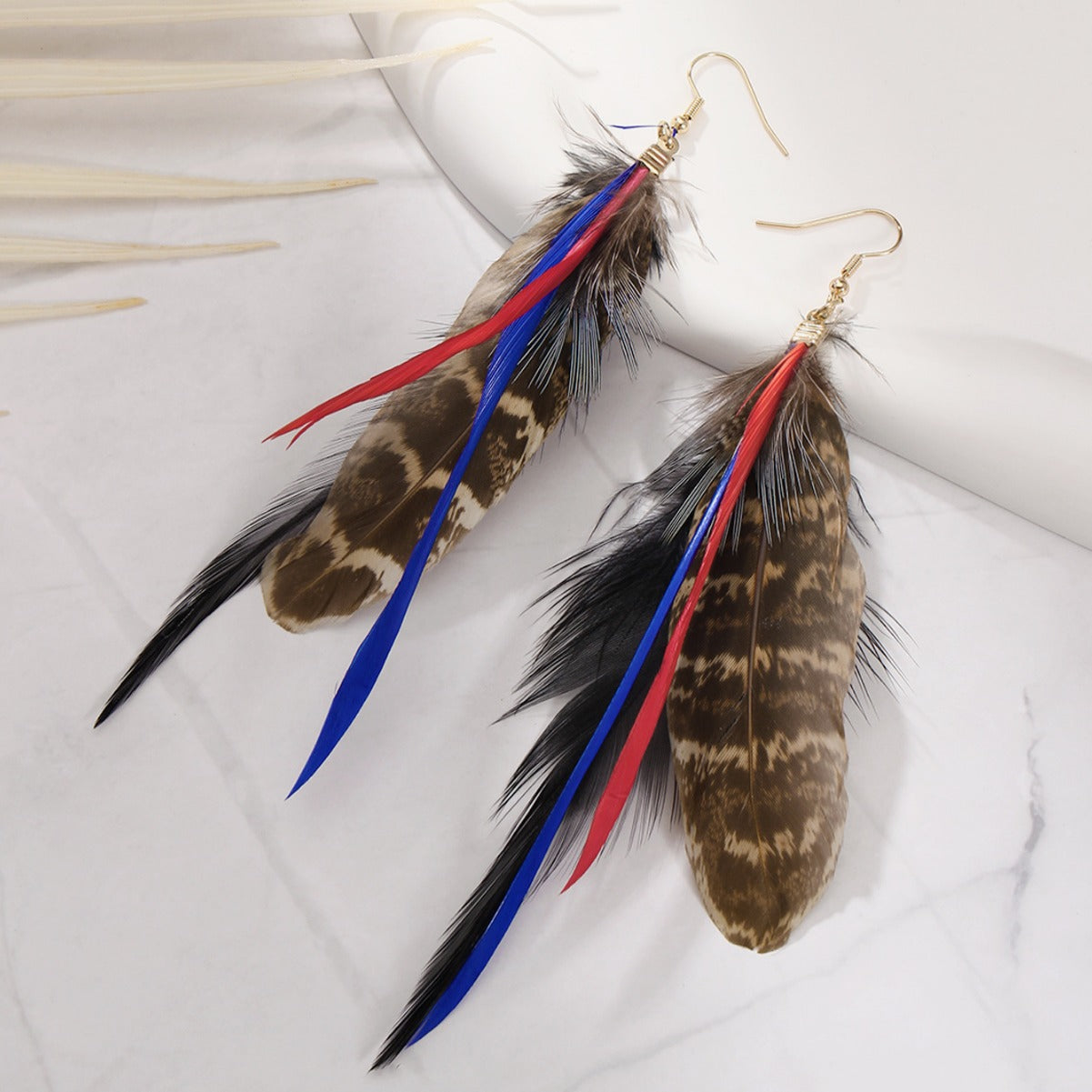 Wholesale Peacock Feather Bohemian Antique Tassel Earrings