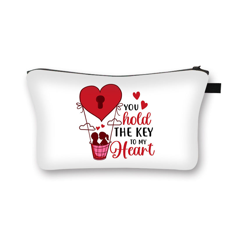 Wholesale new valentine's day love sweet breathable girl makeup bag student storage bag cartoon makeup portable