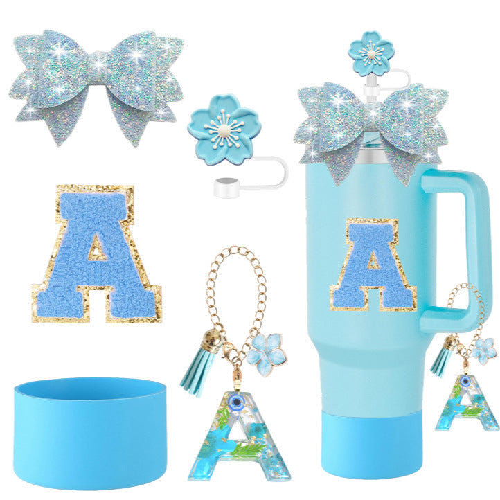 Wholesale Swallowtail bow decoration colorful sequins resin pendant flower straw cap letter cup sticker