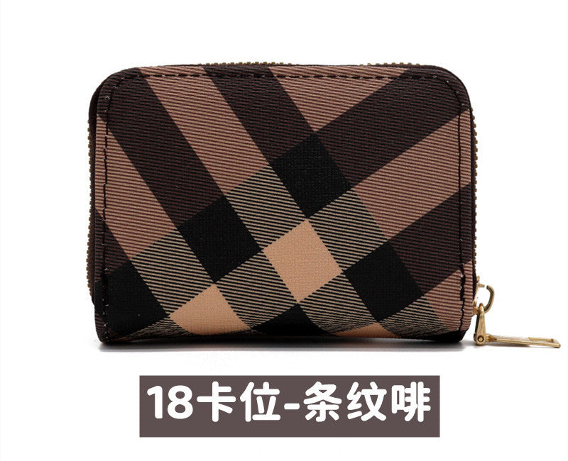 Wholesale women' s large capacity striped accordion card holder