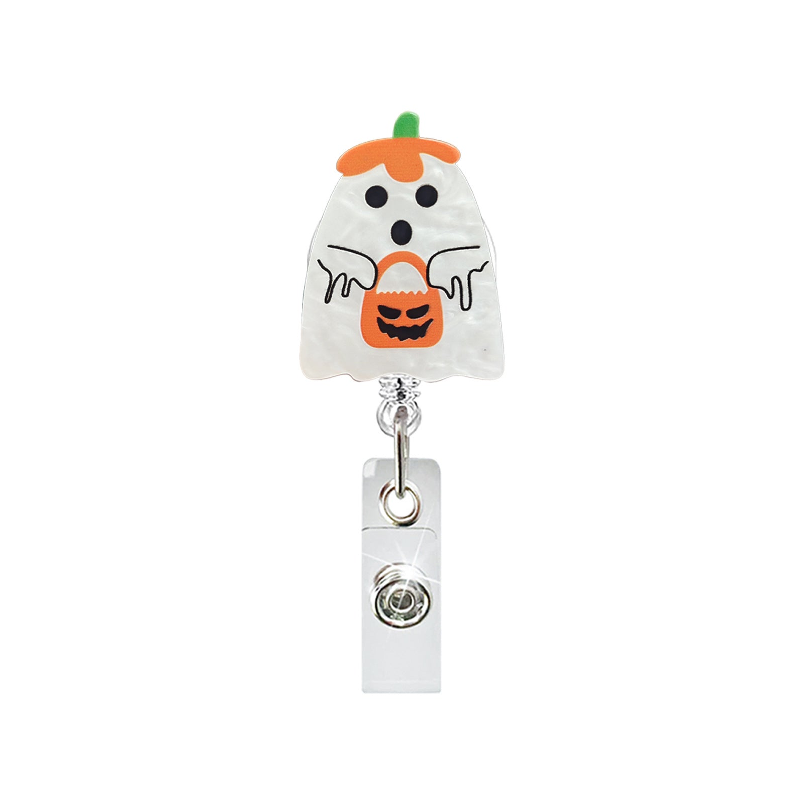 Wholesale  Acrylic Pumpkin Retractable Rotating Easy-Pull Id Easy-Pull Buckle  badge reels