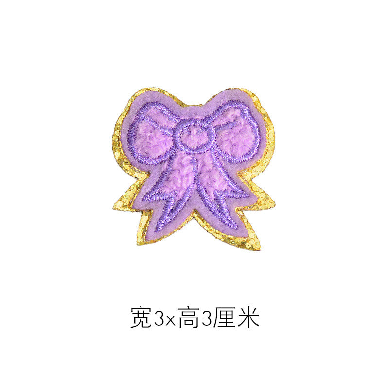Wholesale Self Adhesive Towel Embroidery Patch Orange Heart With Gold Edge DIY Accessory For Hats Bags Shoes Decorative Accent