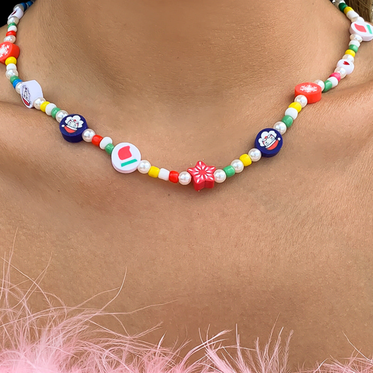 Wholesale Colorful Christmas Funny Pearl Necklace