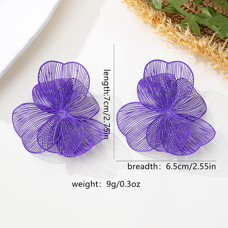 Wholesale Trendy Floral Earrings Gold Alloy Women Spring Party Fashion Accessory