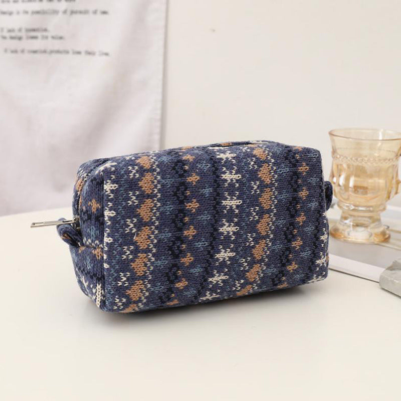 Wholesale New Year Christmas Red Knitted Wool Pencil Bag