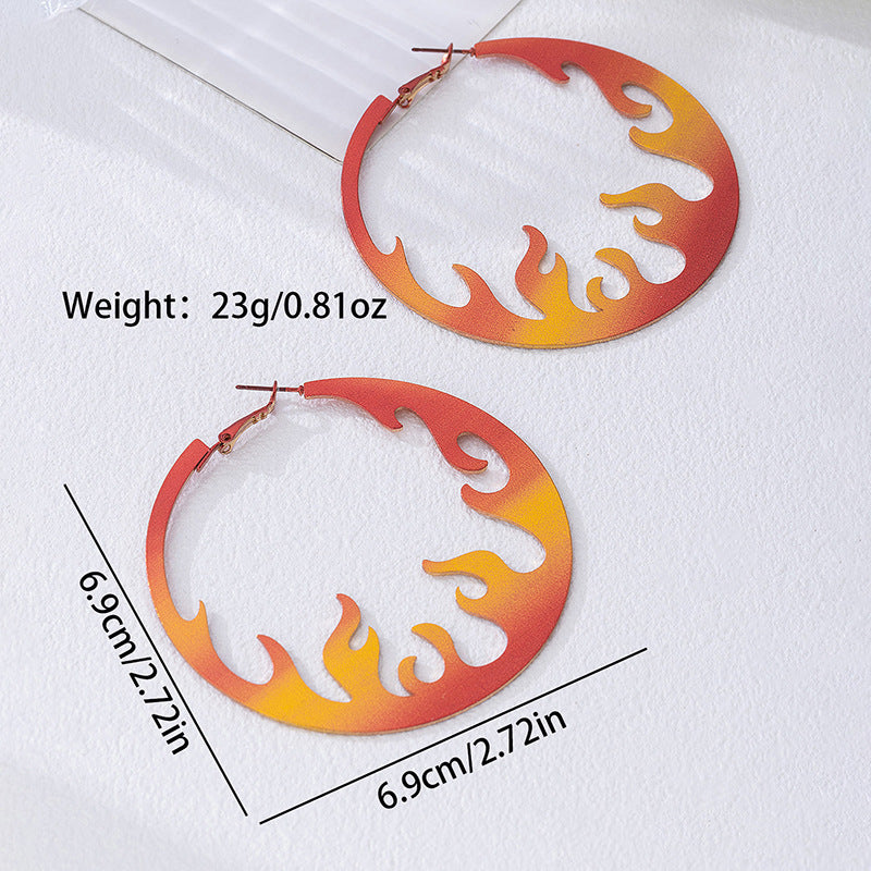 Wholesale Alloy Electroplated Flame Geometric Hoop Earrings Trendy Women Fashion Accessory Boutique Resale