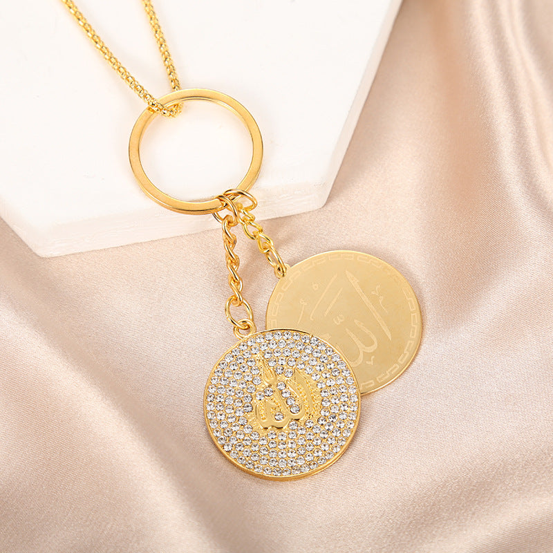 Wholesale Simple Round Engraved Symbol Necklace Clavicle Chain