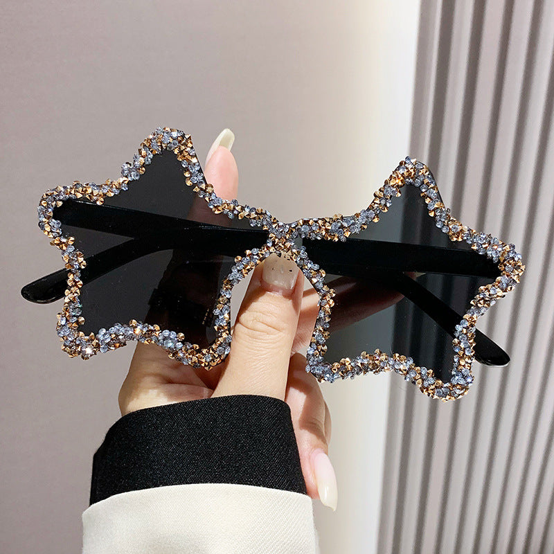 Wholesale Five-pointed Star Diamond Frameless Women's Fashion Personality Photo Sunglasses