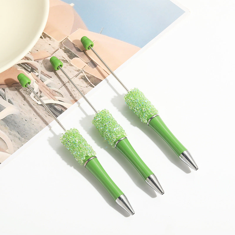 Wholesale 10pcs Beadable Pens Heavy Duty Full Diamond DIY Hand-twisted Ballpoint Pen
