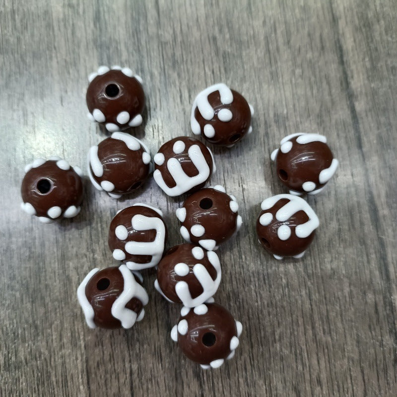 Wholesale 200pcs Hand-painted round beads DIY letters cake beads