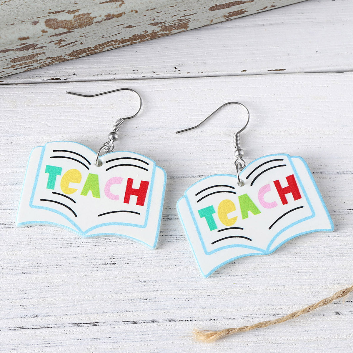Wholesale  New School Season Books Apple Pendant Earrings Back to School Season Acrylic Teachers' Day Graduation Season Earrings