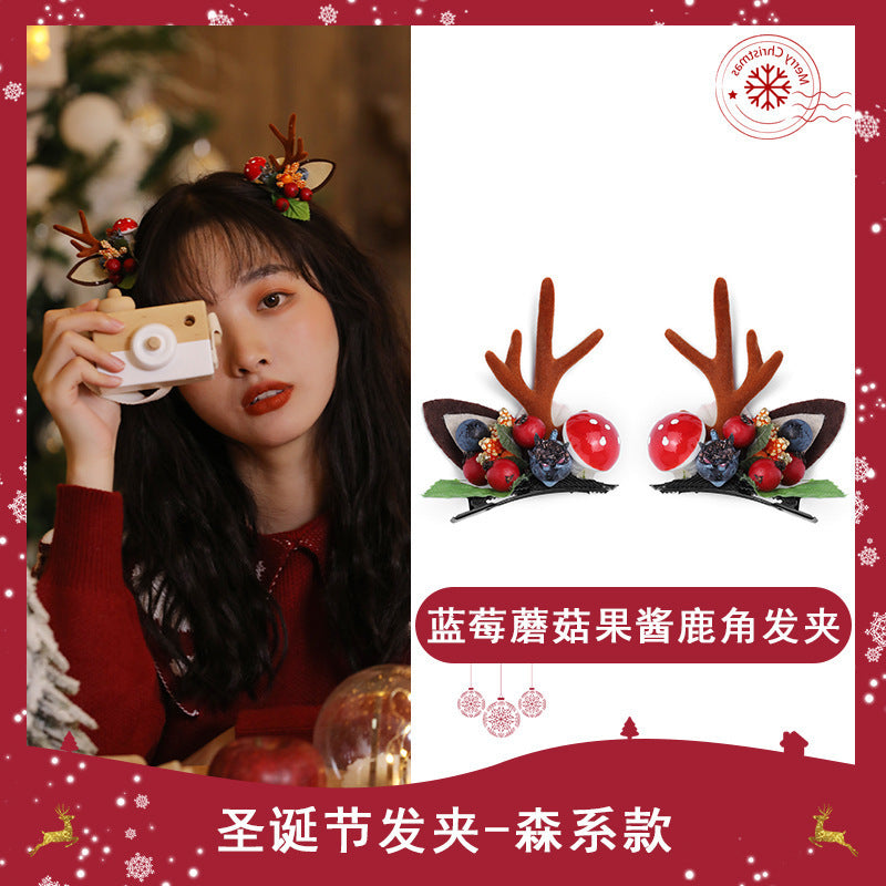 Wholesale Christmas Cute Antler Elk Glowing Plastic Hairpins