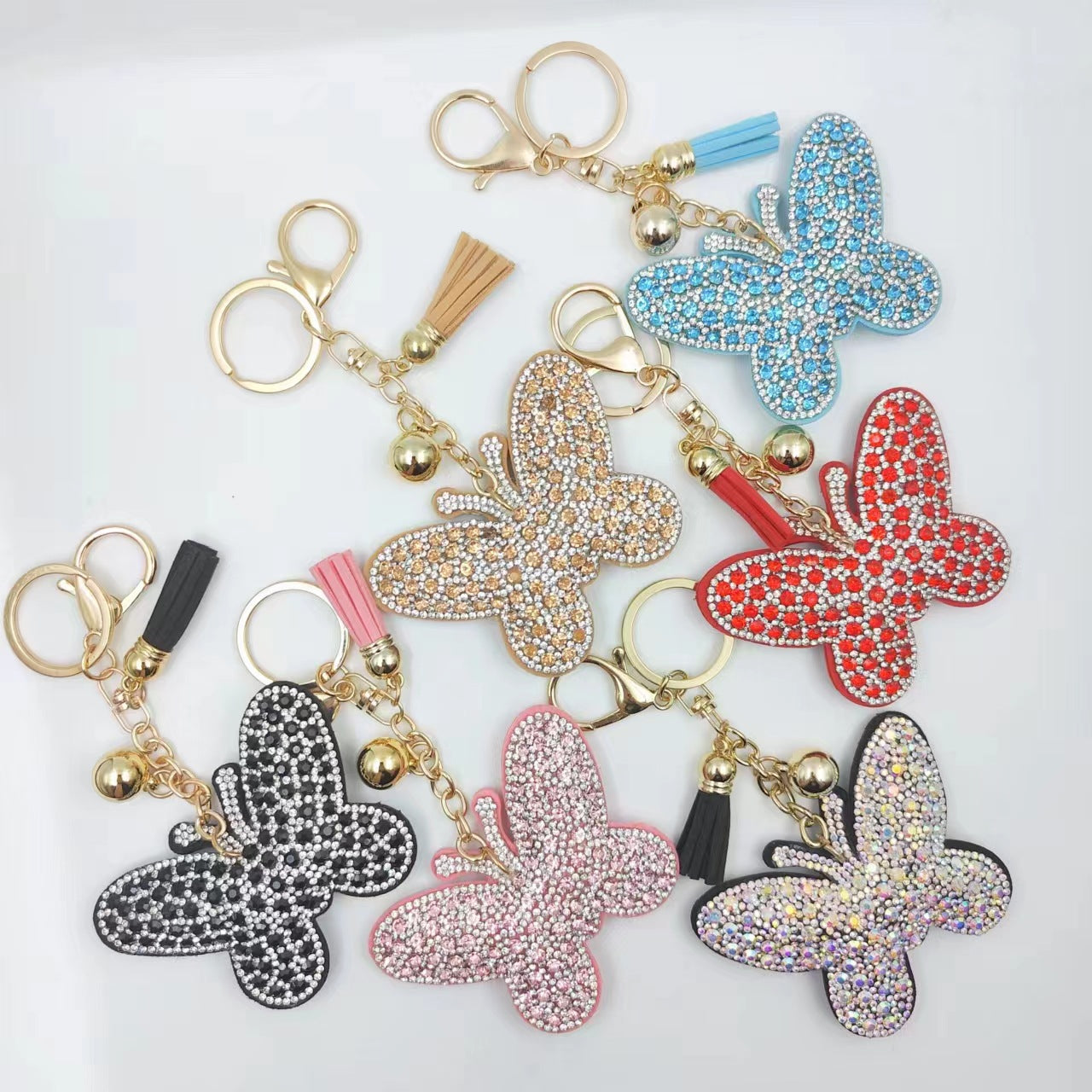 Wholesale Colorful butterfly creative pendant tassel keychain
